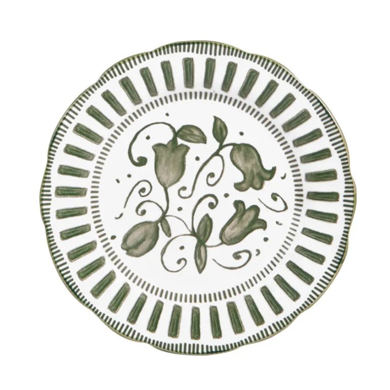 Assiette à dessert porcelaine 21cm verte Napoli Table Passion