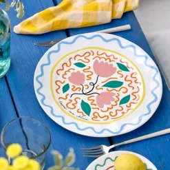 6 assiettes plates Capri ma chérie en grès 27,4cm Summer Bliss Costa Nova