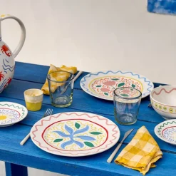 6 assiettes plates Comporta en grès 27,4cm Summer Bliss Costa Nova