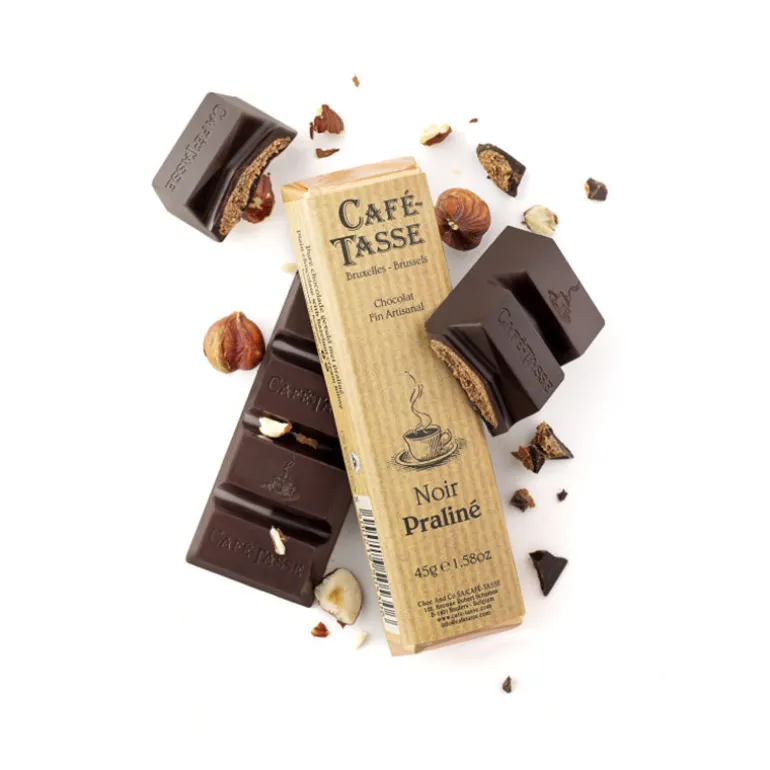 Barre de chocolat Noir praliné 45g