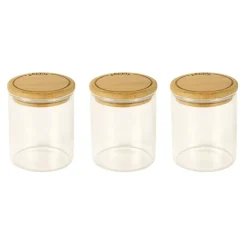 3 bocaux à épices Verre et Bambou