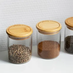 3 bocaux à épices Verre et Bambou