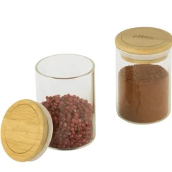 3 bocaux à épices Verre et Bambou
