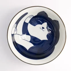 Bol ramen porcelaine 1L bleu Neko cat Tokyo Design