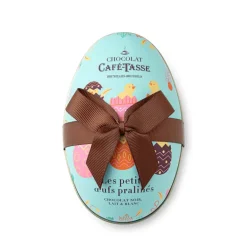 Boîte en métal 12 oeufs en chocolat praliné assortis Café Tasse