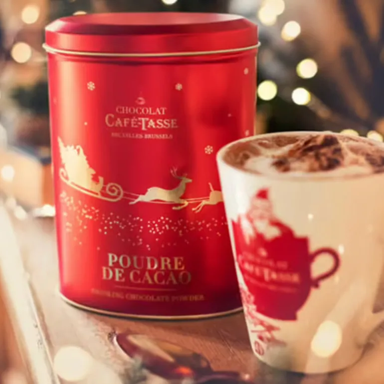 Boîte en métal cacao en poudre Noël