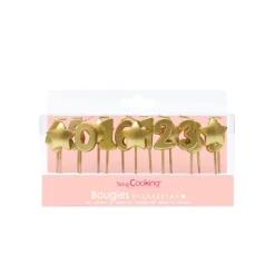 15 bougies étoiles & chiffres dorés