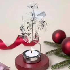 Carrousel bougeoir ange argent