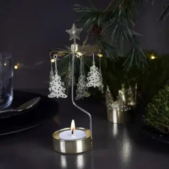 Carrousel bougeoir sapin noel doré