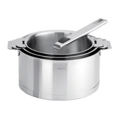 3 casseroles et 1 poignée amovible en inox de 16 à 20cm Strate Amovible Cristel