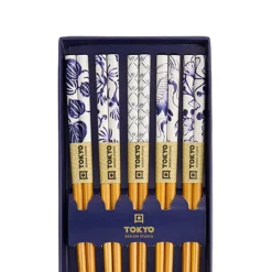Coffret 5 baguettes bois bleu Japonica Tokyo Design