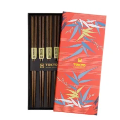 Coffret 5 baguettes bois marron 22,5cm Tokyo Design
