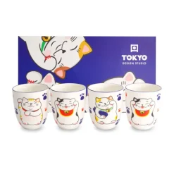 Coffret 4 tasses kawaii Lucky Cat