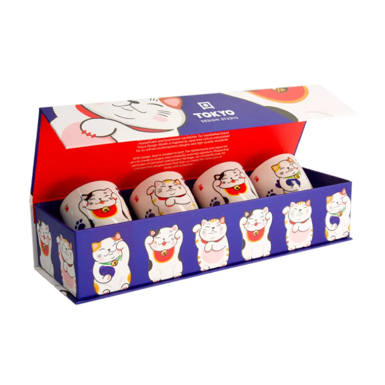 Coffret 4 tasses kawaii Lucky Cat