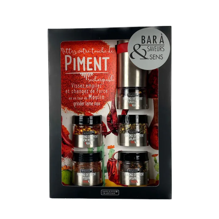 Coffret bar à piment moulin intégré