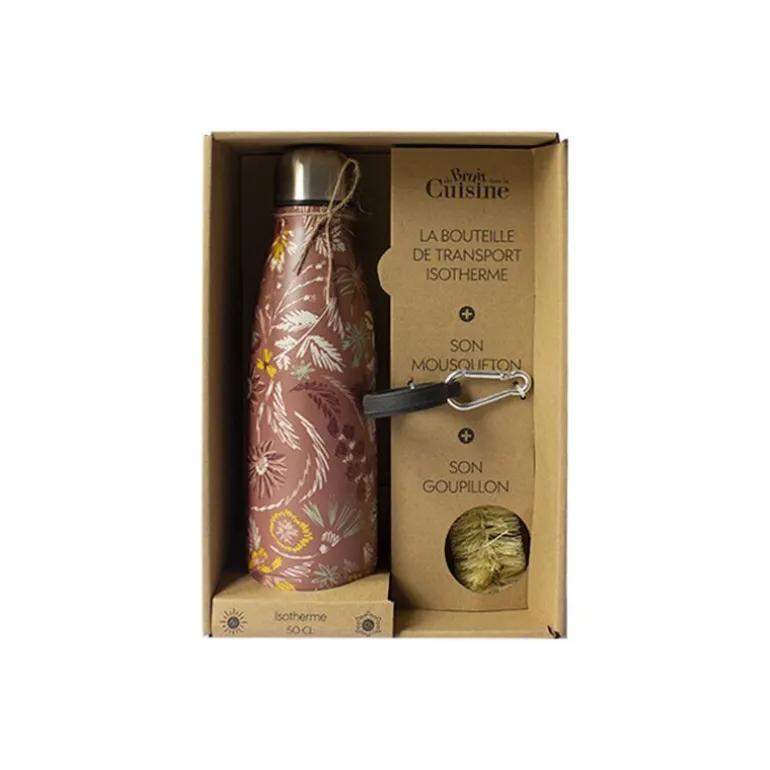 Coffret bouteille isotherme fleur