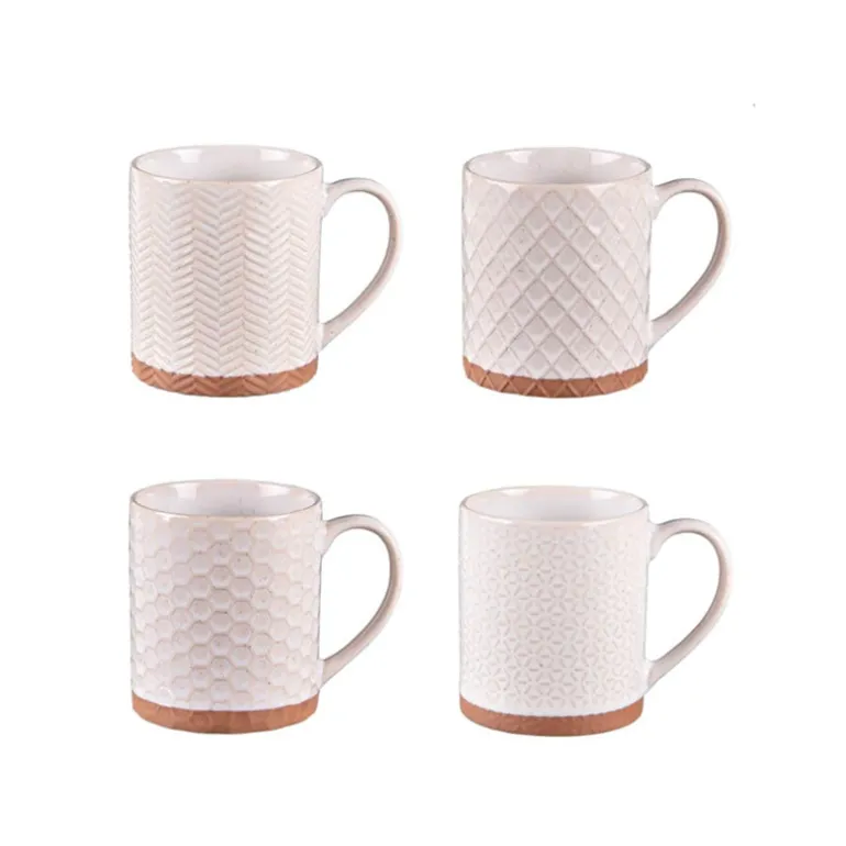 Coffret de 4 mugs 35cl beige Jaspe Table Passion