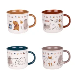 Coffret de 4 mugs 35cl Chat Table Passion