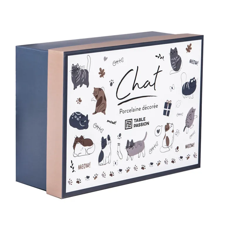 Coffret de 4 mugs 35cl Chat Table Passion