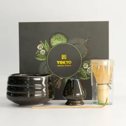 Coffret matcha 4 pièces porcelaine bambou noir Tokyo Design