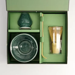 Coffret matcha 4 pièces porcelaine bambou vert Tokyo Design