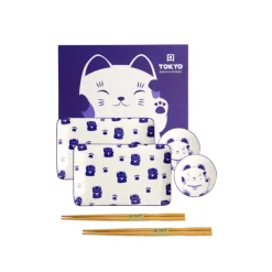 Coffret sushi 6 pièces céramique bleu Kawaii Tokyo Design