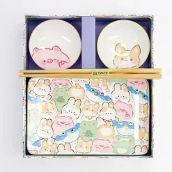 Coffret sushi 6 pièces porcelaine Kawaii animals Tokyo Design