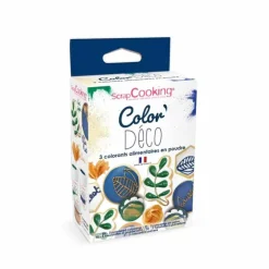 3 colorants en poudre Vert Bleu Or