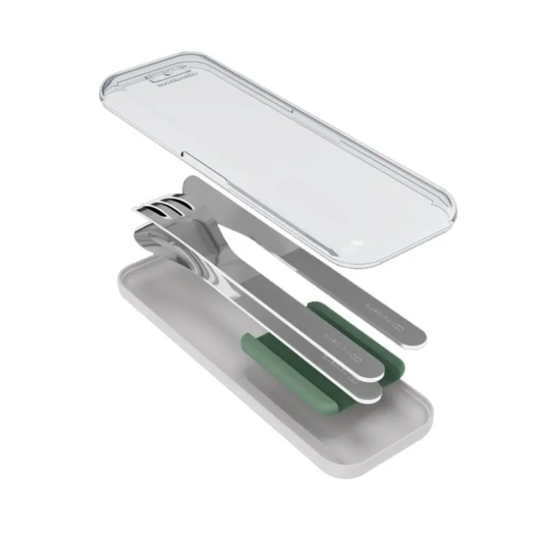 Couverts en inox vert Slim Box Monbento