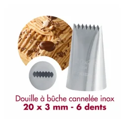 Douille à bûche cannelée 6 dents inox 20x3mm Gobel