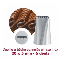 Douille à bûche cannelée 6 dents inox 20x5mm Gobel