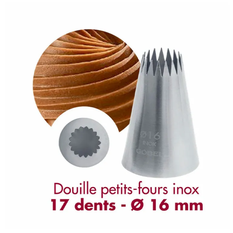 Douille à petits fours 10 dents inox 1,6 mm Gobel