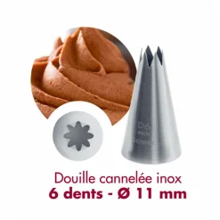 Douille cannelée 6 dents inox 11mm Gobel
