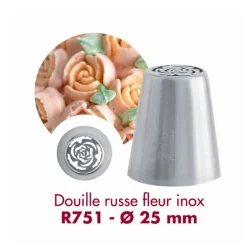 Douille russe fleur R751 inox 25mm Gobel