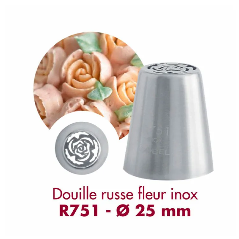 Douille russe fleur R751 inox 25mm Gobel