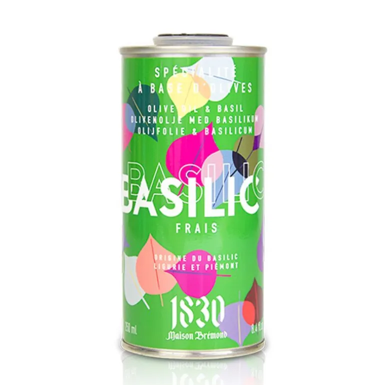 Huile d'olive vierge extra aromatisée au basilic