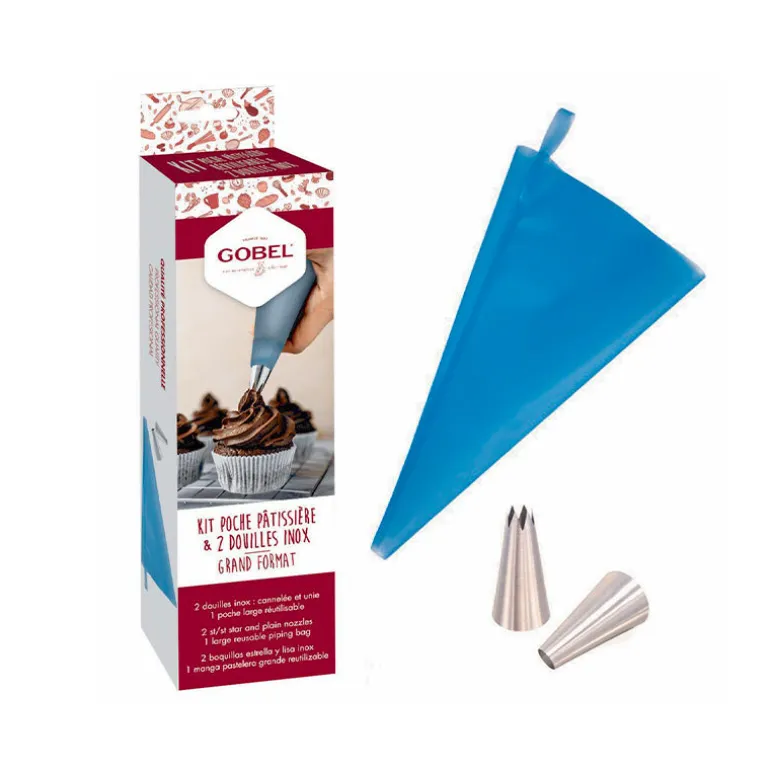 Kit poche pâtissière réutilisable 45cm avec 2 douilles Gobel