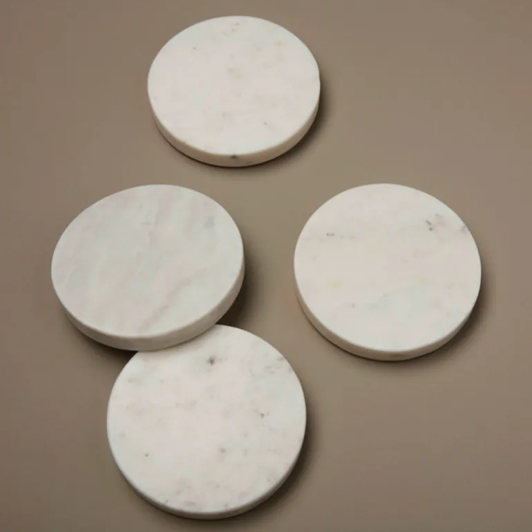 Lot de 4 dessous de verre rond en marbre Be Home