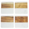 Lot de 4 dessous de verres carrés marbre et bois Be Home
