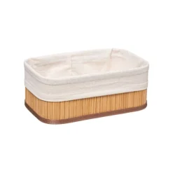 Lot de 3 paniers bambou et tissus