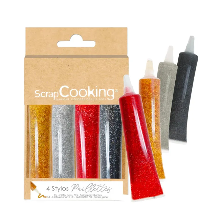 Lot de 4 stylos pailletés