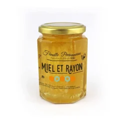 Miel d'acacia avec morceau de rayon