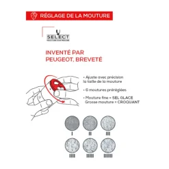 Moulin à sel en bois et 3 réservoirs en verre 11cm Maestro Peugeot