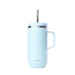 Mug isotherme en inox avec anse 600ml bleu Cold Cup Qwetch