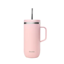 Mug isotherme en inox avec anse 600ml rose Cold Cup Qwetch