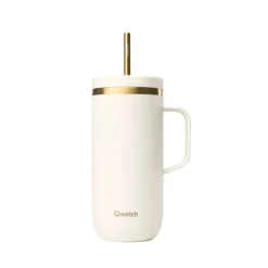 Mug isotherme en inox avec anse 600ml sable et or Cold Cup Qwetch