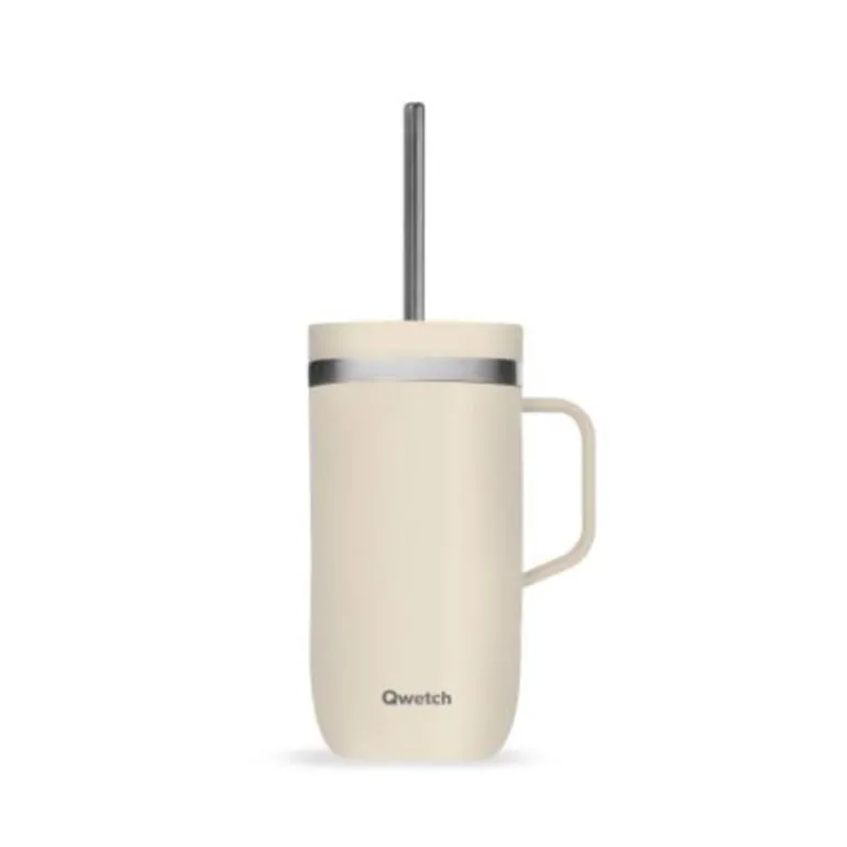Mug isotherme en inox avec anse 600ml sable Cold Cup Qwetch