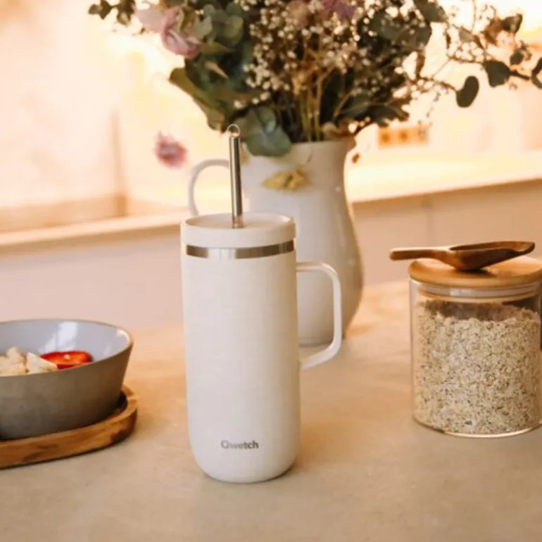 Mug isotherme en inox avec anse 600ml sable Cold Cup Qwetch