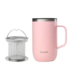 Mug tisanière isotherme en inox 470ml rose Qwetch
