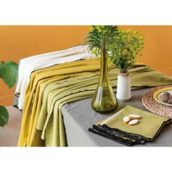 Nappe recyclée Grace kaki 140x250
